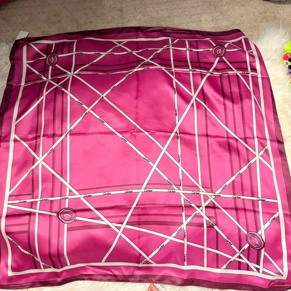 Cartier Silky Scarf 35x35 Purple Monogram Luxury Square Scarf ‼️LAST one
